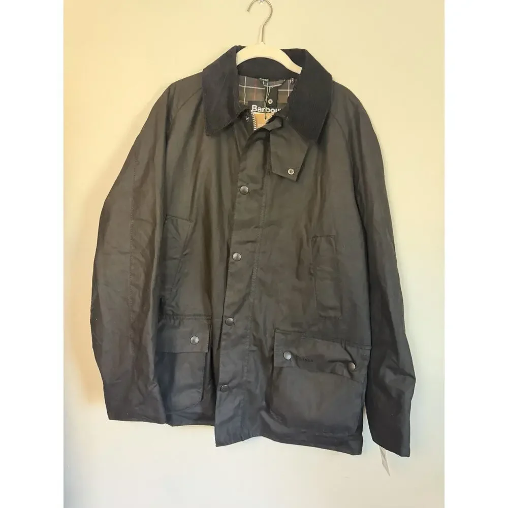 BARBOUR ASHBY WAX JACKET Black Men's Size Large NWT $400